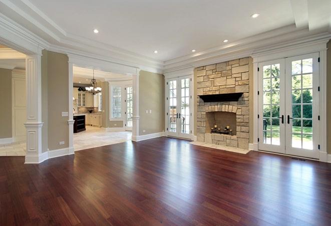 distressed hardwood floors in an industrial loft